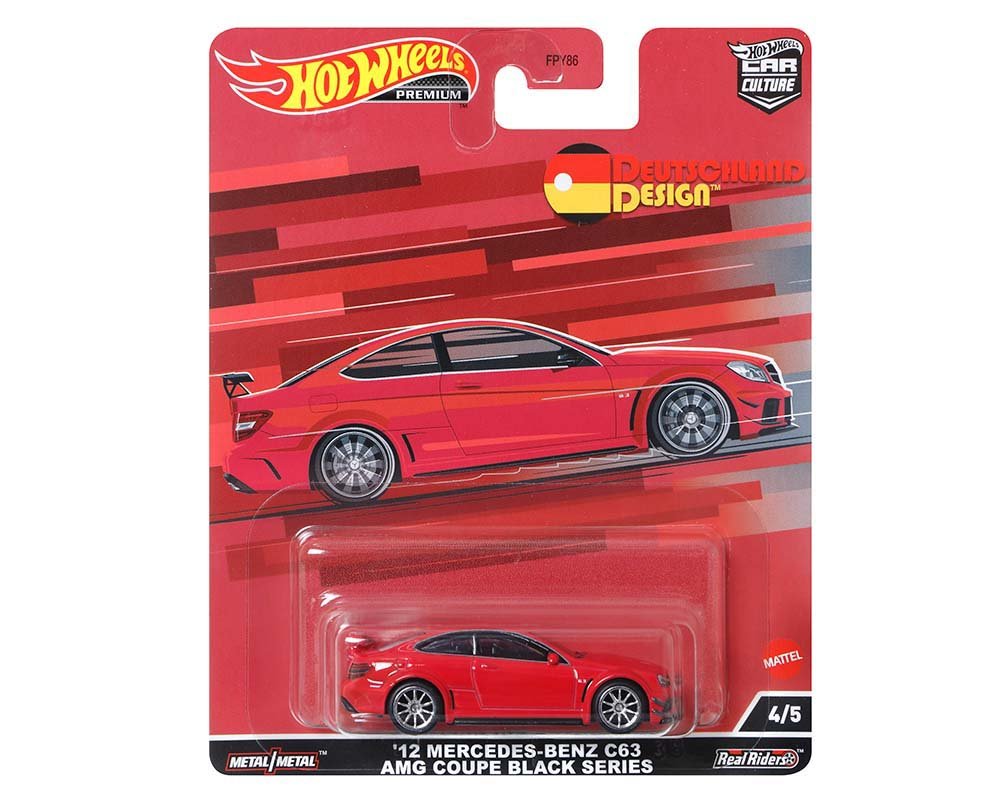 2012 Mercedes-Benz C63 AMG Coupe Black Series Red Deutschland Design Hot Wheels Car Culture - Big J's Garage