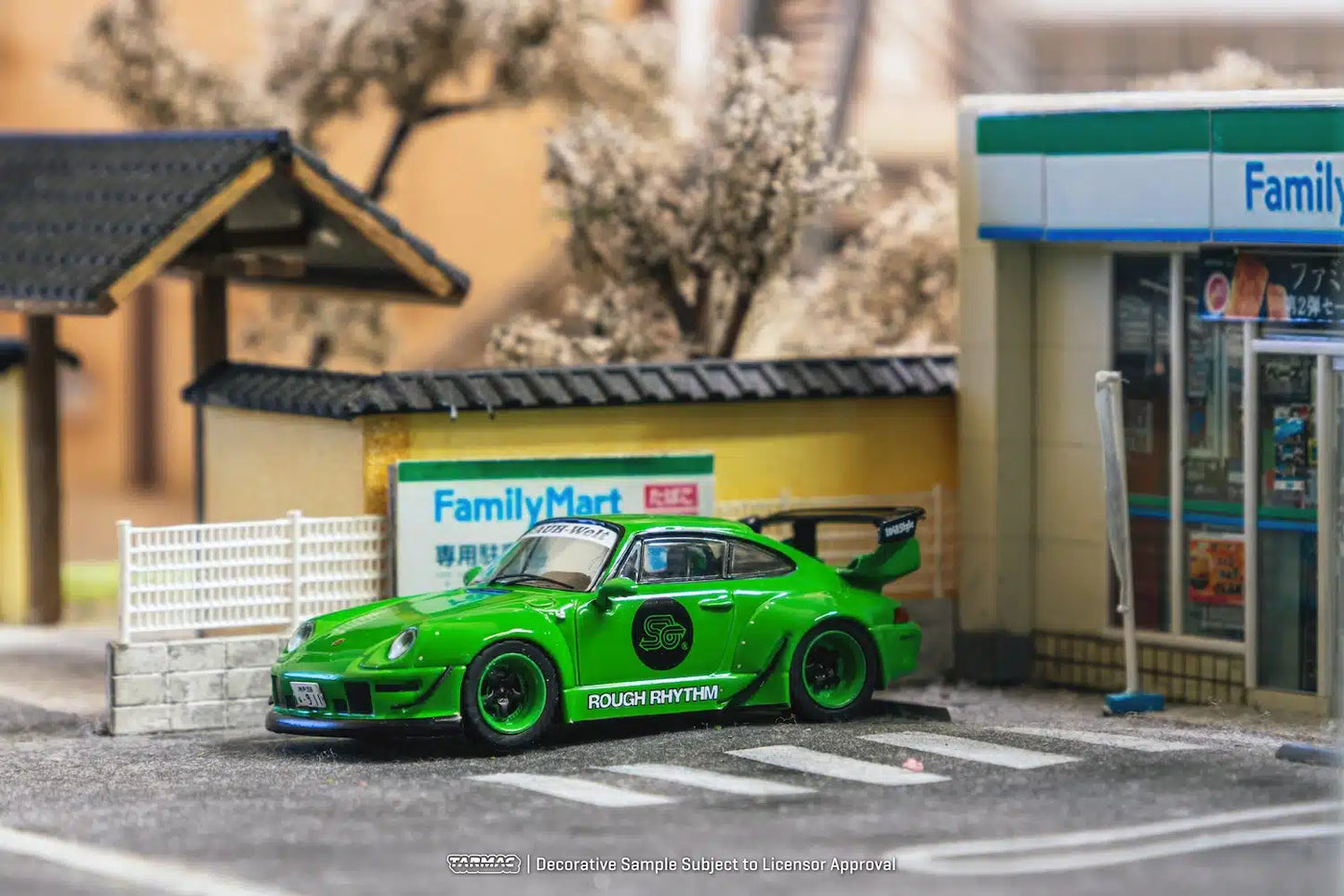 Porsche 993 RWB Rough Rhythm Fuel Fest Student Driver Green Tarmac Works x Hobby 64 - Big J's Garage