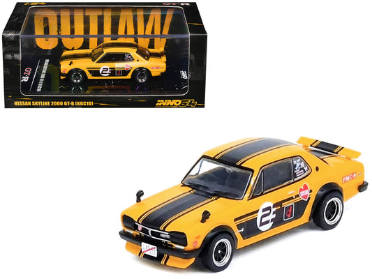 Nissan Skyline 2000 GT-R (KPGC10) RHD (Right Hand Drive) #23 Yellow with Black Stripes "Outlaw" 1/64 Inno 64 - Big J's Garage