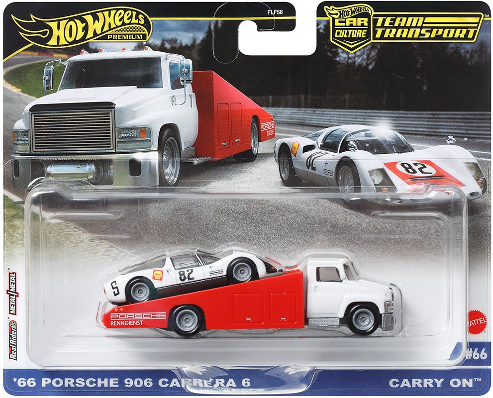 (Pre-Order) 1966 Porsche 906 Carrera 6 With Carry On Hot Wheels Team Transport - Big J's Garage