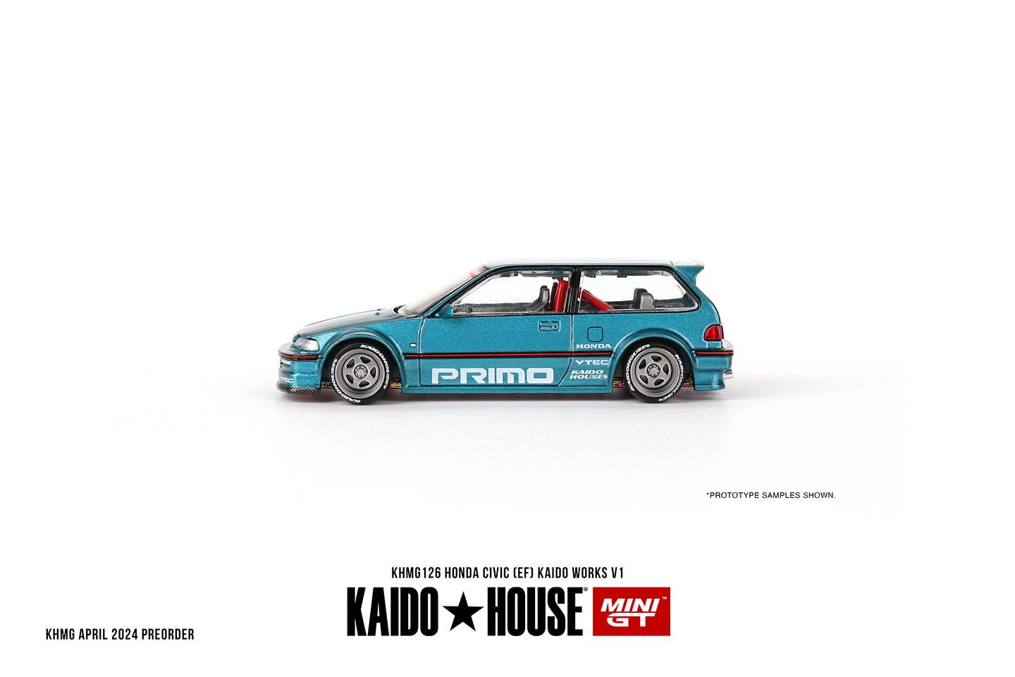 (Pre-Order) Honda Civic (EF) Tahitian Green Kaido Works V1 Kaido House x Mini GT - Big J's Garage