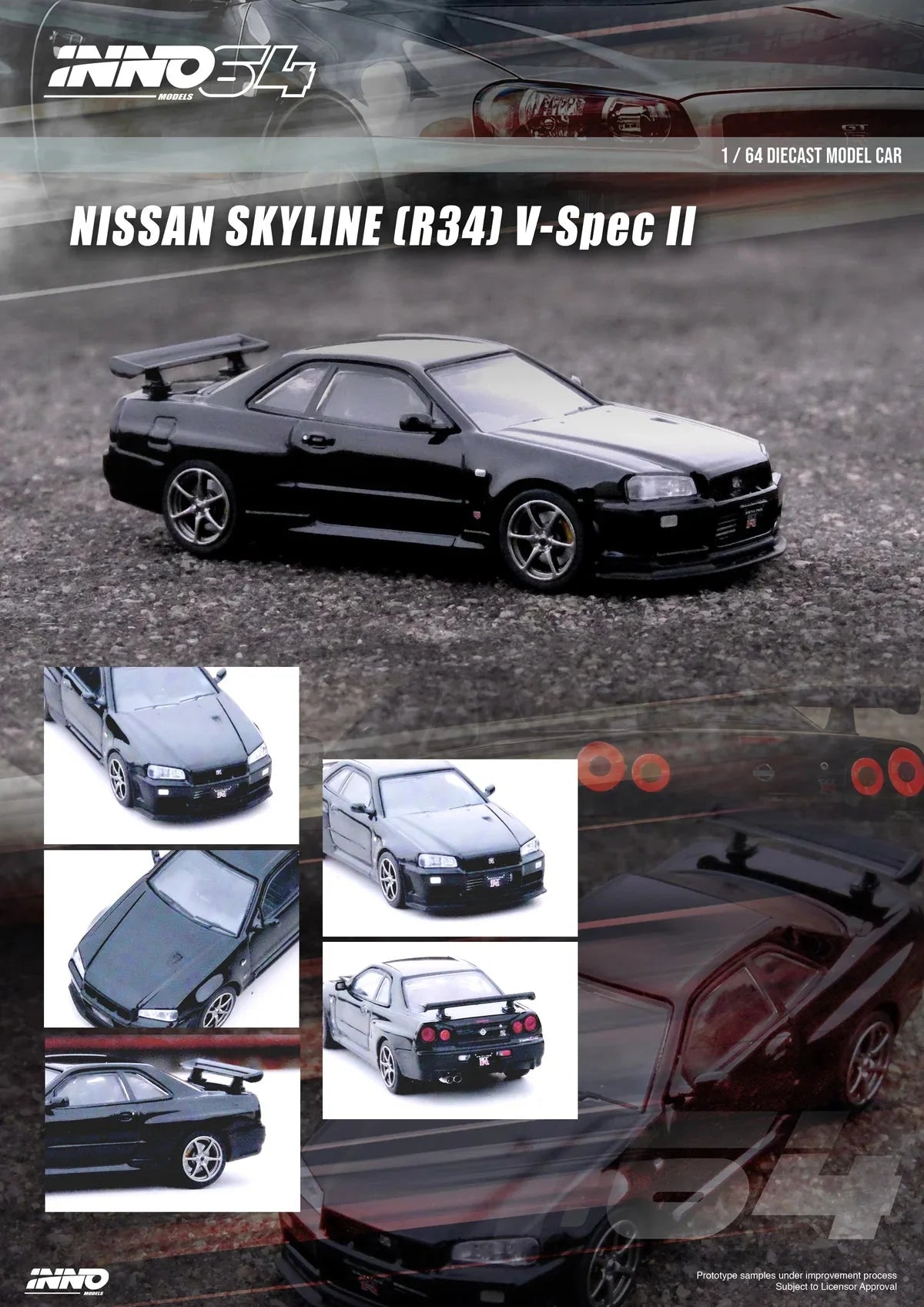 (Pre-Order) Nissan GT-R (R34) V-Spec II Black Inno 64 - Big J's Garage