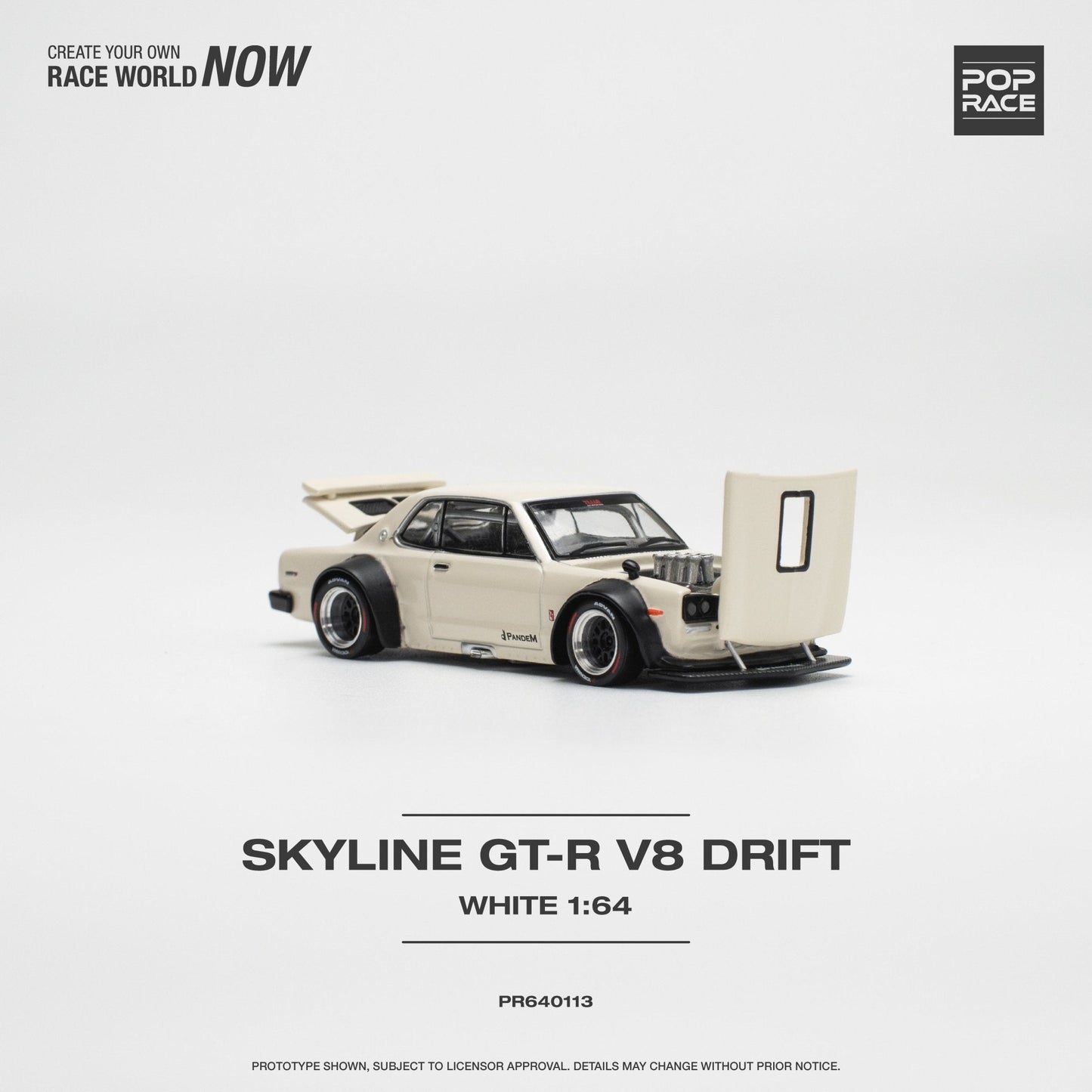 (Pre-Order) Nissan Skyline GT-R V8 Drift (Hakosuka) White Pop Race - Big J's Garage