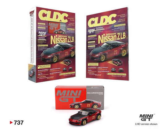 (Pre-Order) Nissan Z LB Nation Works M Red China CLDC Exclusives Bundle Magazine & Car Set Mini GT - Big J's Garage